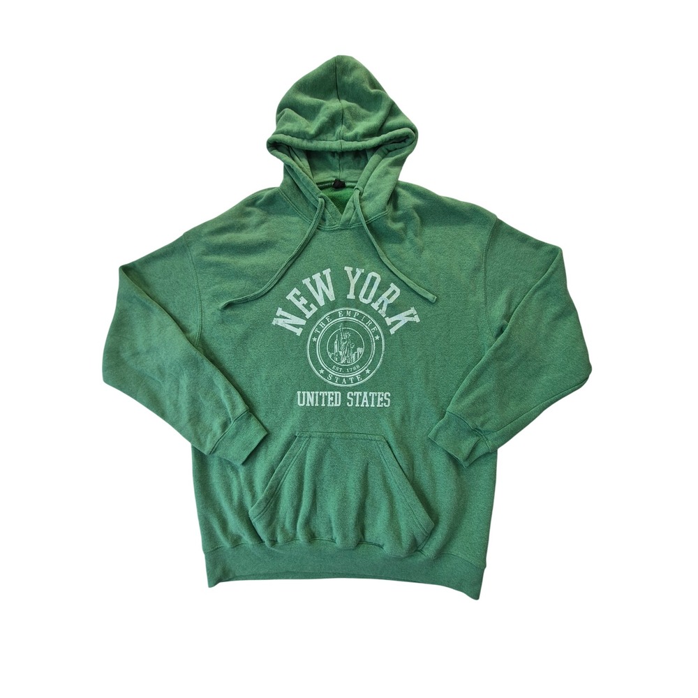Point New York Empire State Mens XL Green Statue of Liberty Pullover Hoodie